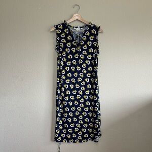 Boden dress womens 4P sleeveless floral vneck cotton blend black, white & yellow